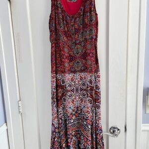 Anthropologie Red Sleeveless V-Neck Maxi Sundress